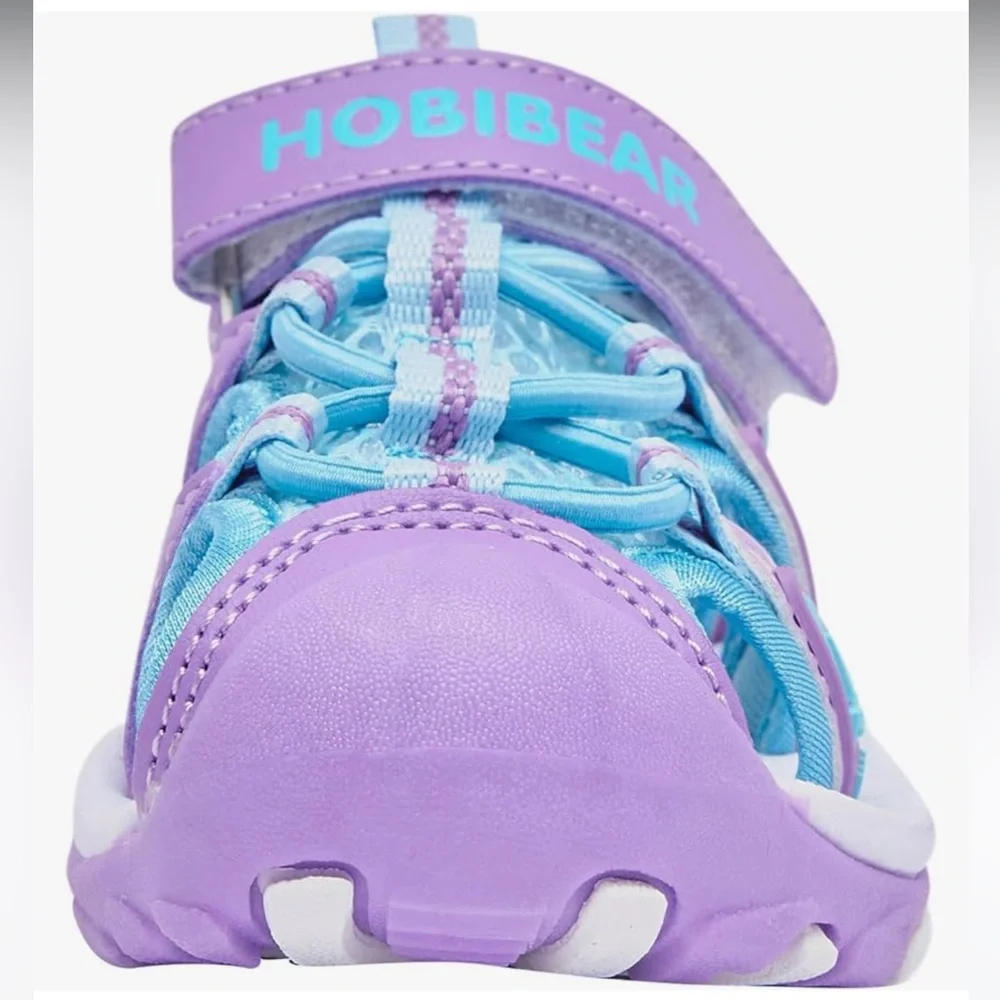 BODATU Girl Water Sandals Rubber Toddler Velcro Strap Walker Shoes 25 Purple 8.5
